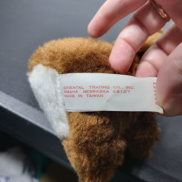 Vintage Oriental Trading Co Brown Teddy Bear Plush with Red Bow  Vtg Toy Plushie - Picture 5 of 7